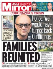 Daily Mirror (UK) Newspaper Front Page for 29 May 2020