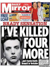 Daily Mirror (UK) Newspaper Front Page for 29 June 2013