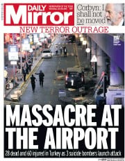 Daily Mirror (UK) Newspaper Front Page for 29 June 2016