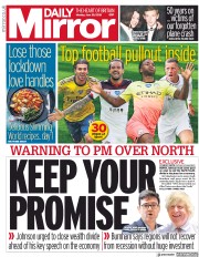 Daily Mirror (UK) Newspaper Front Page for 29 June 2020