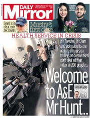 Daily Mirror (UK) Newspaper Front Page for 29 July 2016
