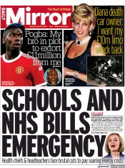 Daily Mirror (UK) Newspaper Front Page for 29 August 2022
