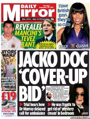 Daily Mirror (UK) Newspaper Front Page for 29 September 2011