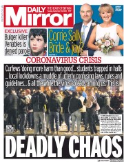 Daily Mirror (UK) Newspaper Front Page for 29 September 2020