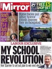 Daily Mirror (UK) Newspaper Front Page for 29 September 2021