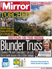 Daily Mirror front page for 29 September 2022