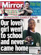 Daily Mirror front page for 29 September 2023