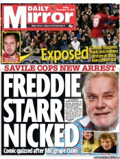 Daily Mirror (UK) Newspaper Front Page for 2 November 2012
