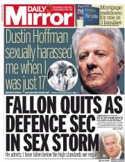 Daily Mirror (UK) Newspaper Front Page for 2 November 2017