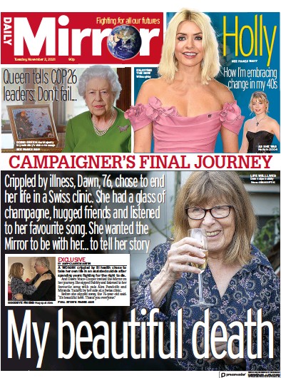 Daily Mirror Newspaper Front Page (UK) for 2 November 2021