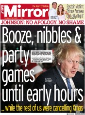Daily Mirror (UK) Newspaper Front Page for 2 December 2021