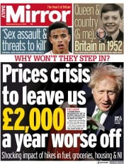Daily Mirror (UK) Newspaper Front Page for 2 February 2022