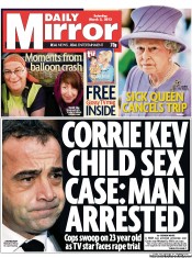 Daily Mirror Newspaper Front Page (UK) for 2 March 2013