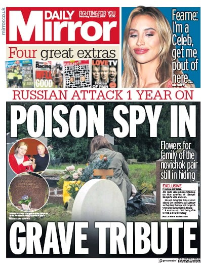 Daily Mirror Newspaper Front Page (UK) for 2 March 2019