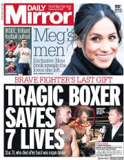 Daily Mirror (UK) Newspaper Front Page for 2 April 2018