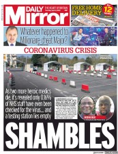 Daily Mirror (UK) Newspaper Front Page for 2 April 2020