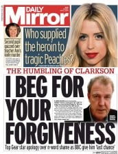Daily Mirror (UK) Newspaper Front Page for 2 May 2014