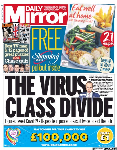 Daily Mirror Newspaper Front Page (UK) for 2 May 2020