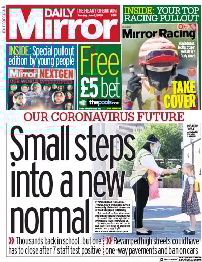 Daily Mirror Newspaper Front Page (UK) for 2 June 2020