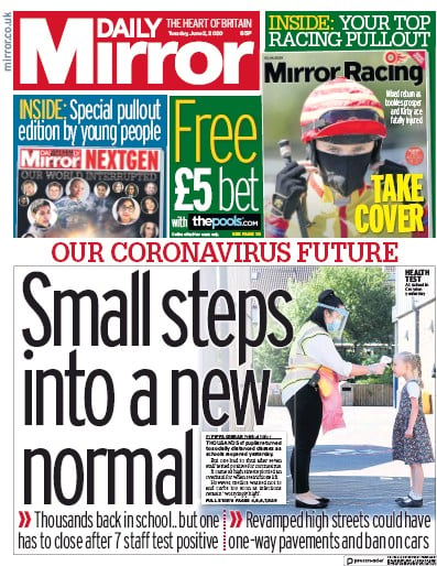 Daily Mirror Newspaper Front Page (UK) for 2 June 2020