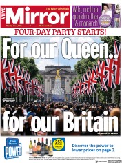 Daily Mirror (UK) Newspaper Front Page for 2 June 2022