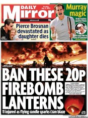 Daily Mirror (UK) Newspaper Front Page for 2 July 2013