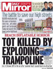 Daily Mirror (UK) Newspaper Front Page for 2 July 2018