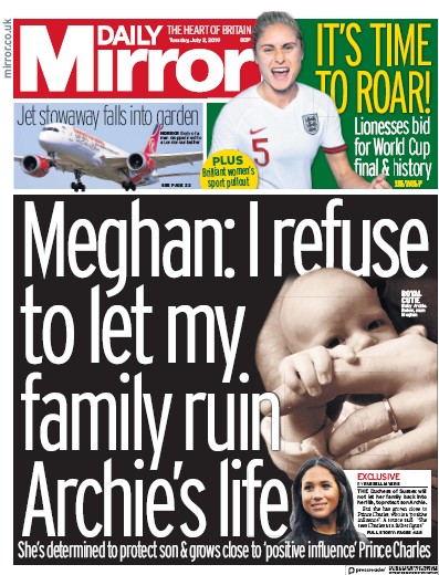 Daily Mirror Newspaper Front Page (UK) for 2 July 2019