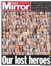 Daily Mirror (UK) Newspaper Front Page for 2 July 2020