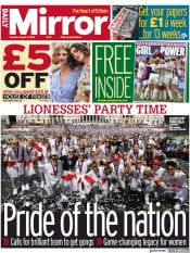 Daily Mirror (UK) Newspaper Front Page for 2 August 2022