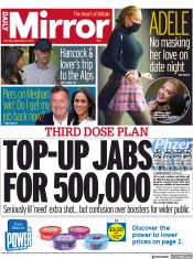 Daily Mirror (UK) Newspaper Front Page for 2 September 2021