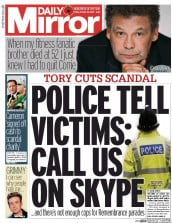 Daily Mirror (UK) Newspaper Front Page for 30 October 2015