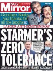 Daily Mirror (UK) Newspaper Front Page for 30 October 2020