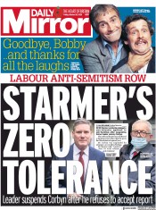 Daily Mirror (UK) Newspaper Front Page for 30 October 2020