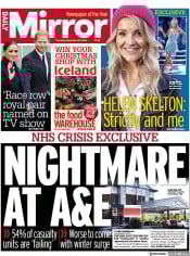 Daily Mirror front page for 30 November 2023
