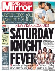 Daily Mirror (UK) Newspaper Front Page for 30 December 2017