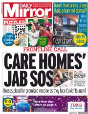 Daily Mirror (UK) Newspaper Front Page for 30 December 2020