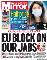 Daily Mirror (UK) Newspaper Front Page for 30 January 2021