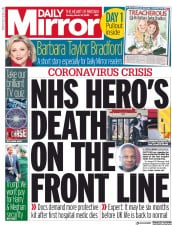 Daily Mirror (UK) Newspaper Front Page for 30 March 2020