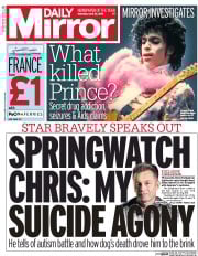 Daily Mirror (UK) Newspaper Front Page for 30 April 2016