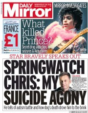 Daily Mirror (UK) Newspaper Front Page for 30 April 2016