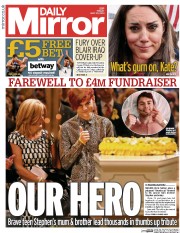 Daily Mirror (UK) Newspaper Front Page for 30 May 2014