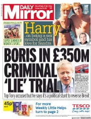 Daily Mirror (UK) Newspaper Front Page for 30 May 2019