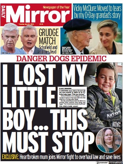 Daily Mirror Newspaper Front Page (UK) for 30 May 2023