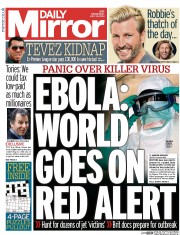 Daily Mirror (UK) Newspaper Front Page for 30 July 2014