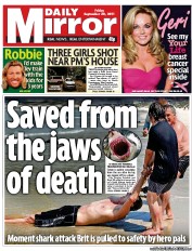 Daily Mirror Newspaper Front Page (UK) for 30 September 2011
