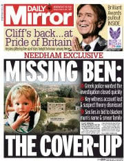 Daily Mirror (UK) Newspaper Front Page for 31 October 2016