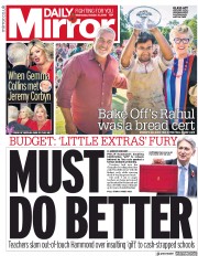 Daily Mirror (UK) Newspaper Front Page for 31 October 2018