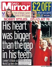 Daily Mirror (UK) Newspaper Front Page for 31 October 2020