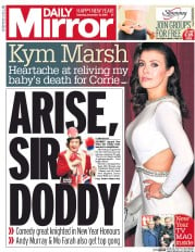 Daily Mirror (UK) Newspaper Front Page for 31 December 2016